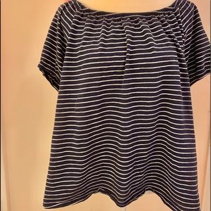 Navy striped cotton blouse